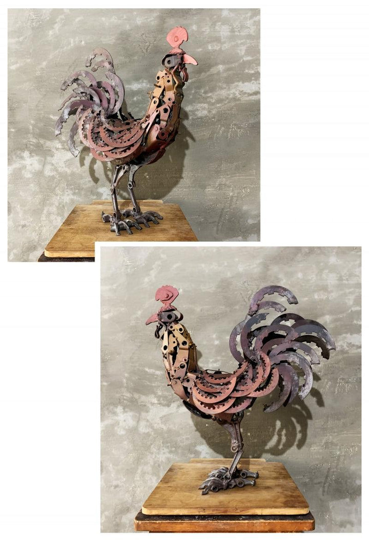 Animals sculpture titled 'Cock 16', 14x20x6 inches, by artist Vinit Barot on Mixedmedia