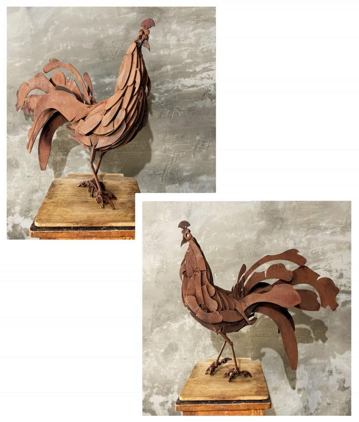 Animals sculpture titled 'Cock 36', 19x19x9 inches, by artist Vinit Barot on Mixedmedia