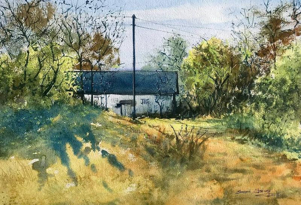 Landscape watercolor painting titled 'Color Expression', 14x20 inches, by artist KS Farvez on Paper