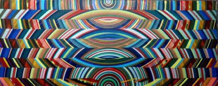 meditation acrylic painting titled 'Colour Phases', 18x45 inches, by artist Ghanshyam Gupta on Canvas