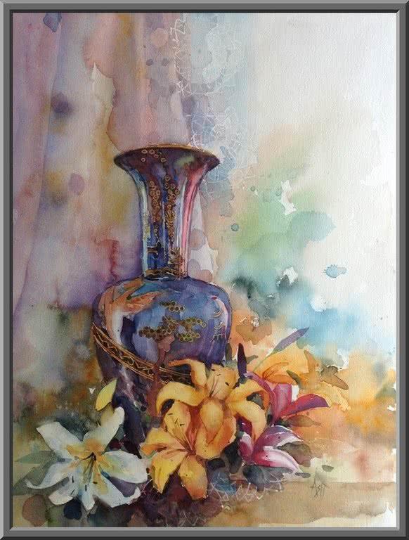 Still-life watercolor painting titled 'Colours', 16x22 inches, by artist Asit  Singh on Paper