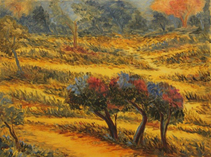 Impressionist oil painting titled 'Colours of Nature', 24x18 inches, by artist Krupa Shah on Canvas