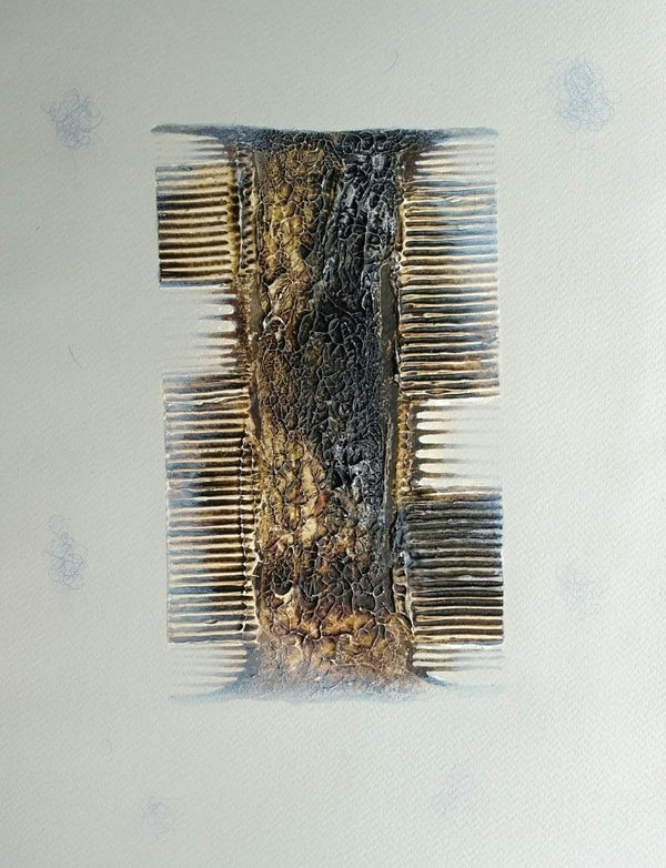 Lifestyle mixed media painting titled 'Comb 2', 12x16 inches, by artist Anand More on Canvas