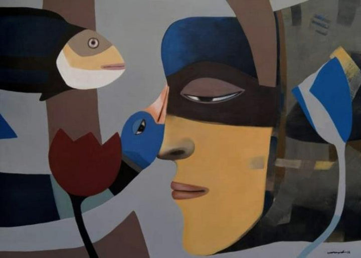 Figurative acrylic painting titled 'Composition 13', 40x48 inches, by artist Mihir Kayal on Canvas