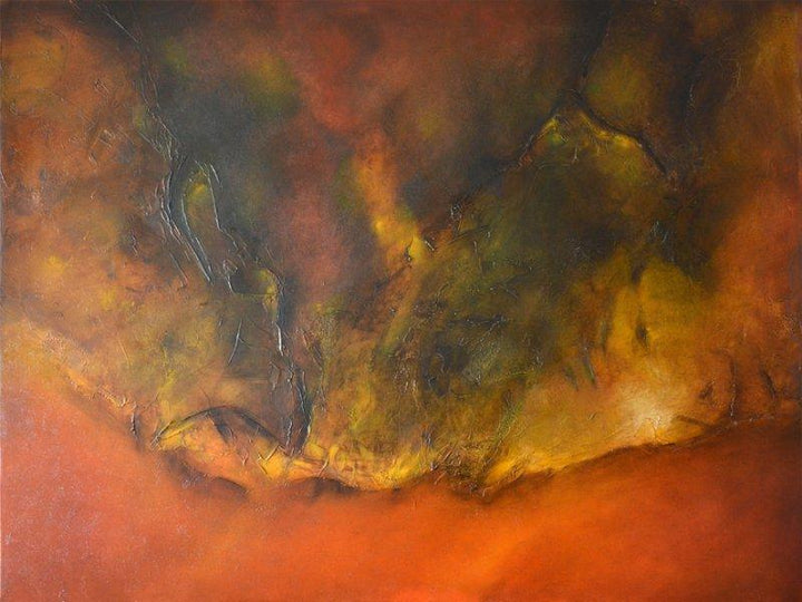 Abstract oil painting titled 'Composition 17', 47x36 inches, by artist Sanjay Akolikar on Canvas