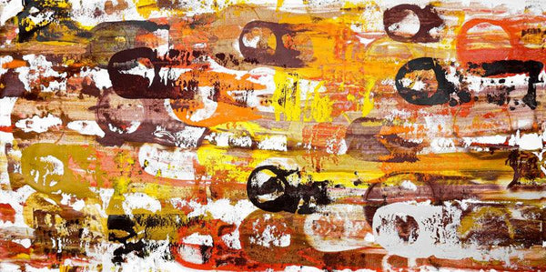 Abstract acrylic painting titled 'Composition No 310', 30x61 inches, by artist Sumit Mehndiratta on Canvas