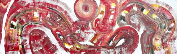 Abstract acrylic painting titled 'Composition No 337', 19x61 inches, by artist Sumit Mehndiratta on Canvas