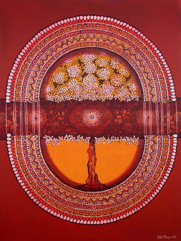 Nature acrylic painting titled 'Connection Series 1', 48x36 inch, by artist Nitu Chhajer on Canvas