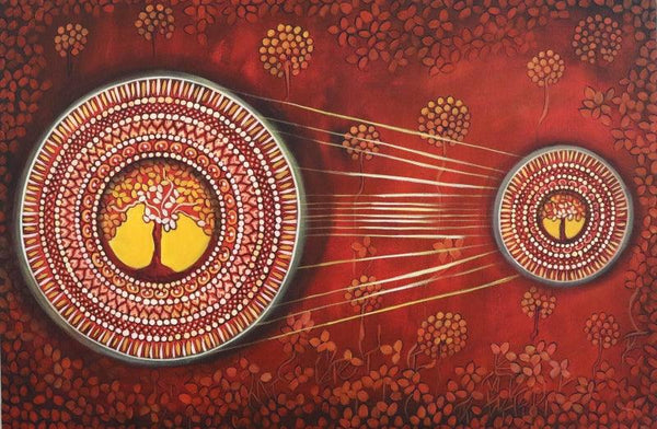 contemporary acrylic painting titled 'Connection series 1', 36x24 inches, by artist NITU CHHAJER on canvas