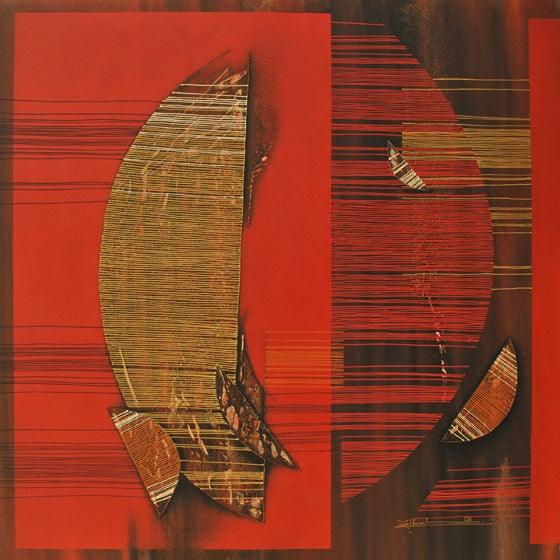 Abstract acrylic painting titled 'Conquer Abstract 4', 36x36 inches, by artist Rahul Dangat on Canvas