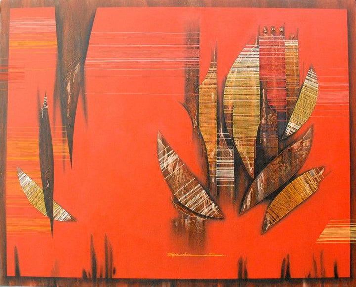 Abstract acrylic painting titled 'Conquer Abstract 5', 48x60 inches, by artist Rahul Dangat on Canvas