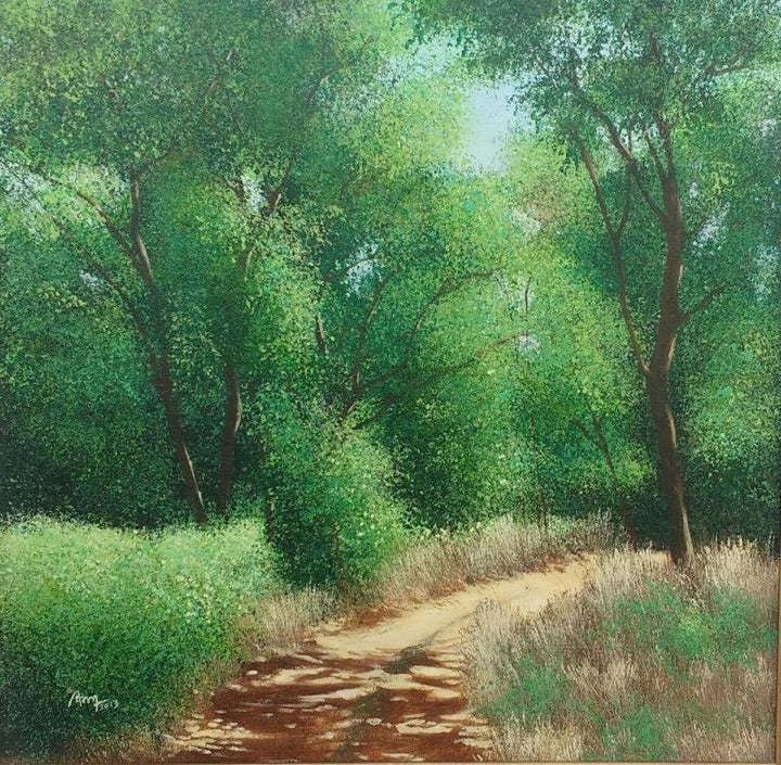 Nature acrylic painting titled 'Cool Shadow', 30x30 inches, by artist VIMAL CHAND on Canvas