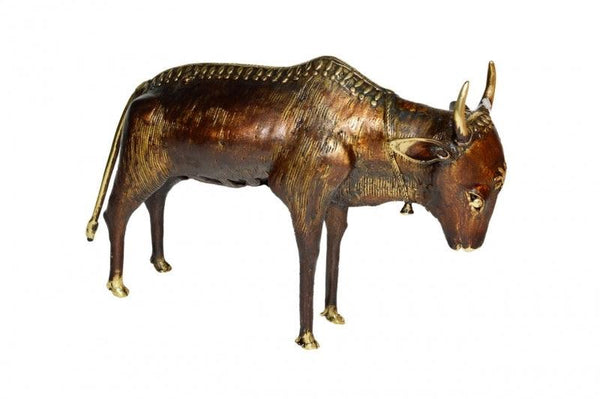 Animals sculpture titled 'Cow', 7x10x2 inches, by artist Kushal Bhansali on Brass