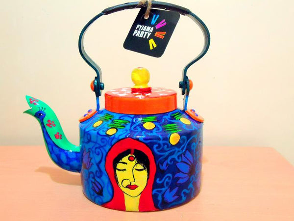 Lifestyle craft titled 'Coy Tea Kettle', 9x9x7 inches, by artist Rithika Kumar on Aluminium