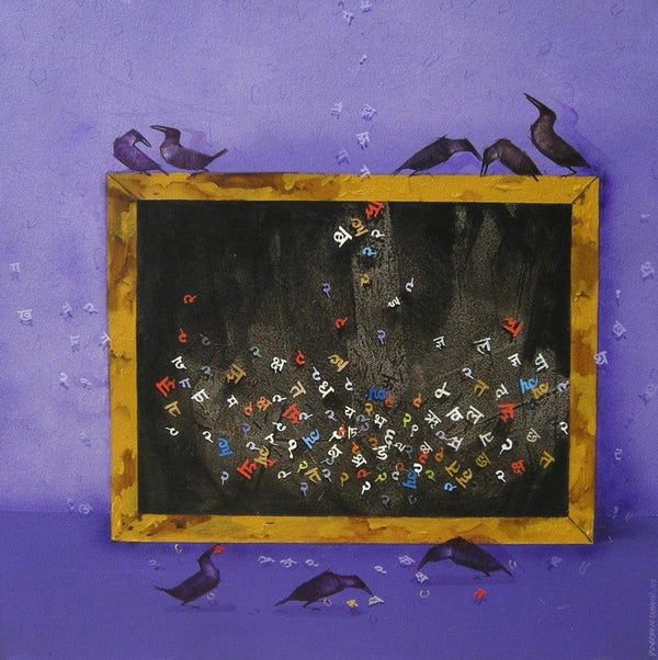 Animals acrylic painting titled 'Crow', 24x24 inches, by artist Yogesh Lahane on Canvas