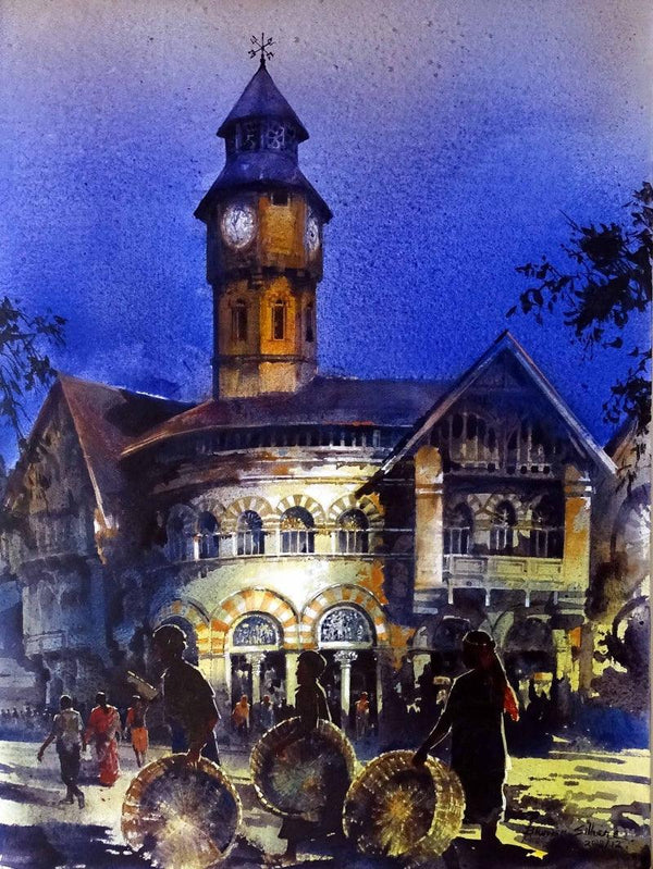 Cityscape acrylic painting titled 'Crowford Market 12', 36x42 inches, by artist Bhuwan Silhare on Canvas