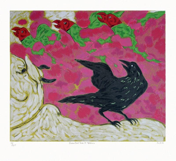 contemporary serigraphs painting titled 'Cuckoo Crow At Nathdwara', 36x40 inches, by artist Amit Ambalal on Paper