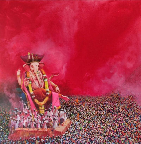 Religious acrylic painting titled 'Culture Of India', 48x48 inches, by artist Amol Satre on Canvas