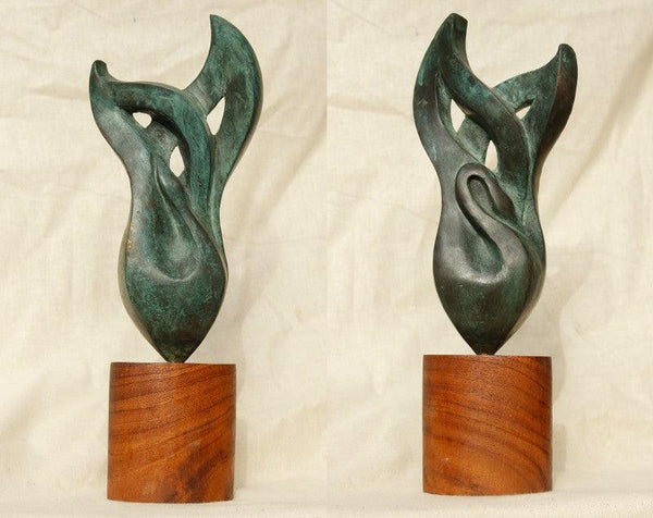 Figurative sculpture titled 'Dampatya 1', 12x11x6 inches, by artist Rajeev Ranjan on Bronze