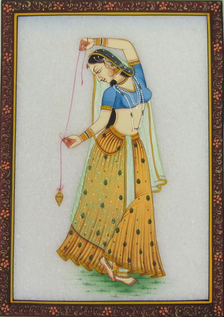 Figurative craft titled 'Dancing Ragini', 6x4x5 inches, by artist Ecraft India on Marble