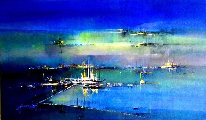 contemporary acrylic painting titled 'Day Breck', 18x30 inches, by artist Dnyaneshwar Dhavale on Canvas