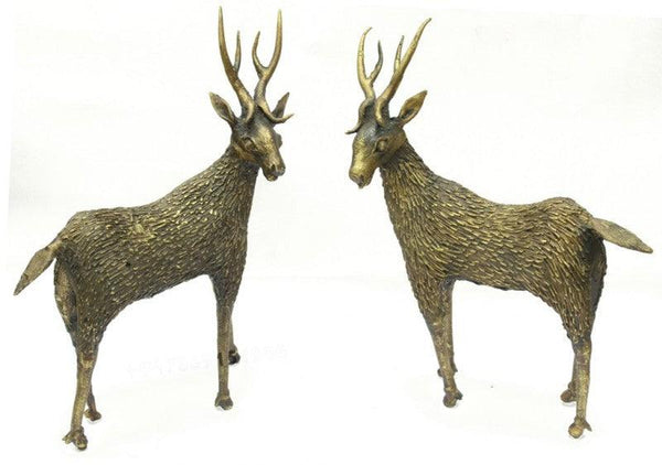 Animals craft titled 'Deer Standing', 15x8x4 inches, by artist Bhansali Art on Brass