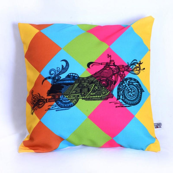 Lifestyle craft titled 'Designer Bike Cushion', 12x12 inches, by artist Sejal M on Canvas