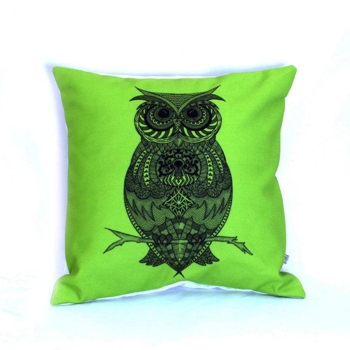 Lifestyle craft titled 'Designer Owl Cushion', 12x12 inches, by artist Sejal M on Canvas