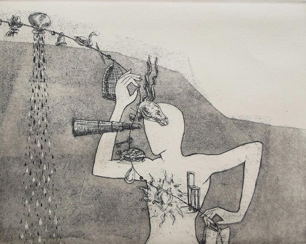 contemporary printmaking titled 'Devine Garland', 8x10 inches, by artist Sunil Darji on Paper