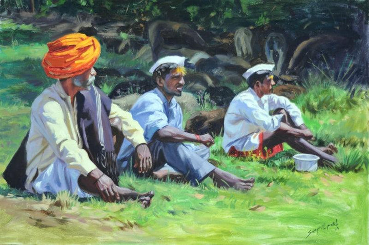 Figurative oil painting titled 'Dhangar', 24x36 inches, by artist Swapnil Patil on Canvas