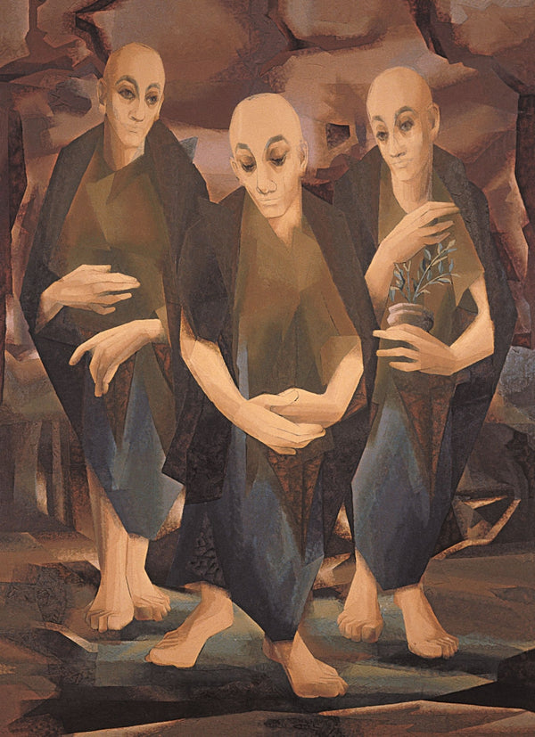 Religious serigraphs painting titled 'The Disciples', 30x22 inch, by artist Jehangir Sabavala on Paper