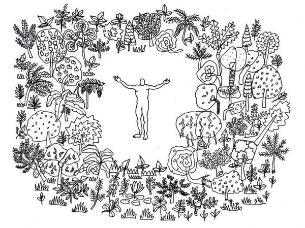 contemporary pen drawing titled 'Divine Green', 12x24 inches, by artist Santosh Pattar on Paper