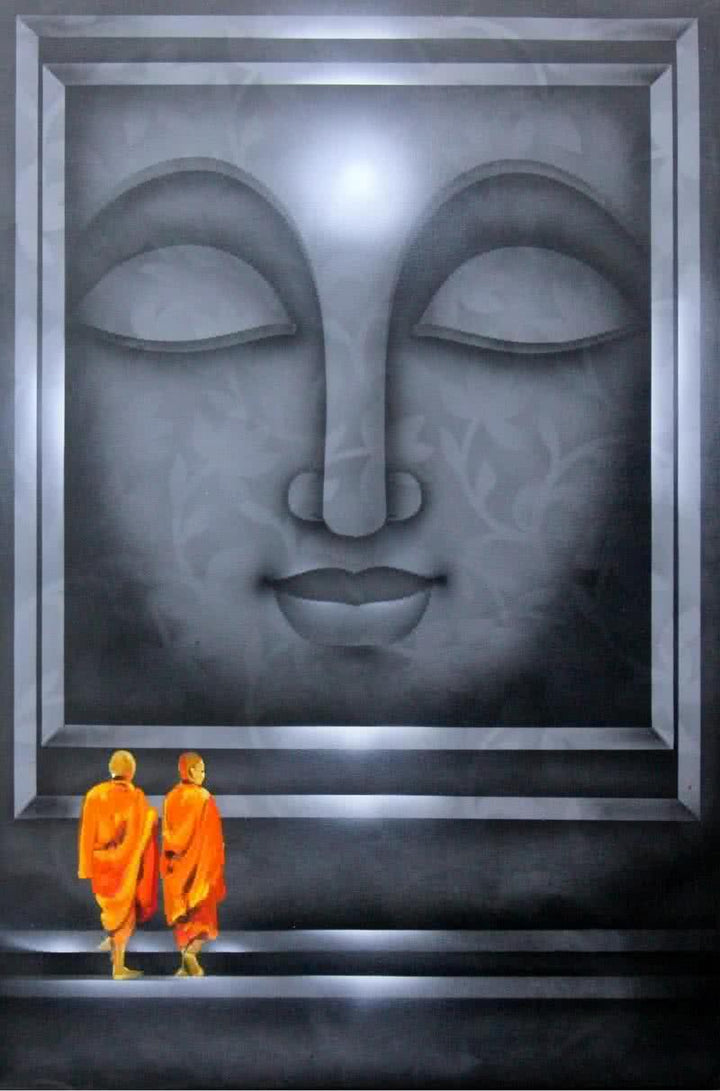 Religious acrylic painting titled 'Divine Light 3', 24x36 inches, by artist Pradeesh K on Canvas