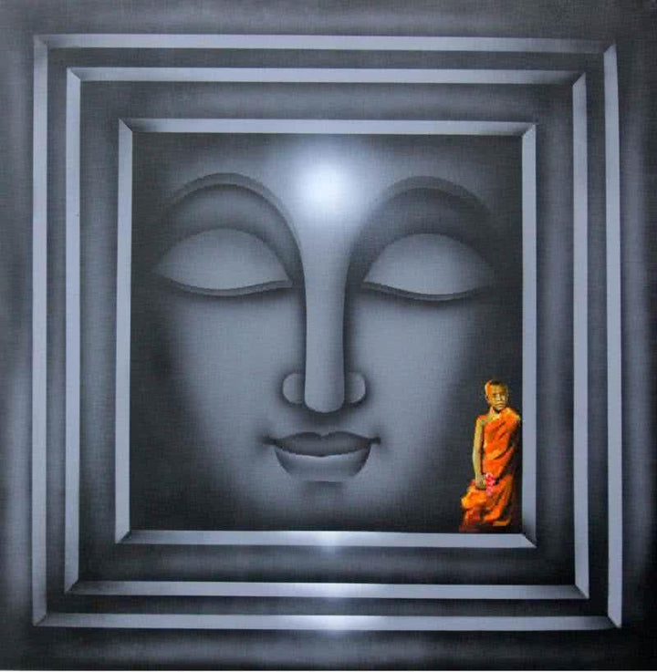 Religious acrylic painting titled 'Divine Light 4', 36x36 inches, by artist Pradeesh K on Canvas