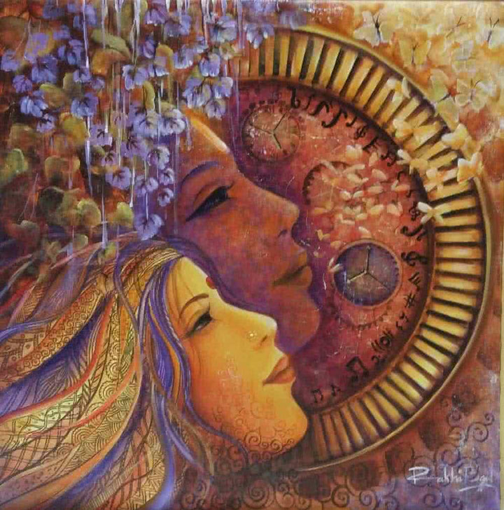 Religious acrylic painting titled 'Divine Love Ii', 24x24 inches, by artist Rakhi Baid on Canvas