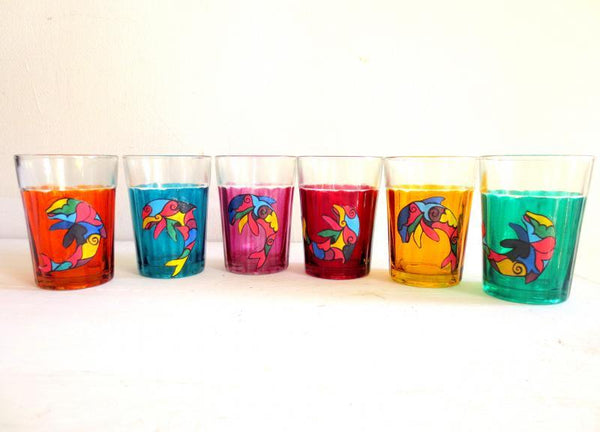 Lifestyle craft titled 'Dolphin Cutting Chai Glasses', 3x2x2 inches, by artist Rithika Kumar on Glass