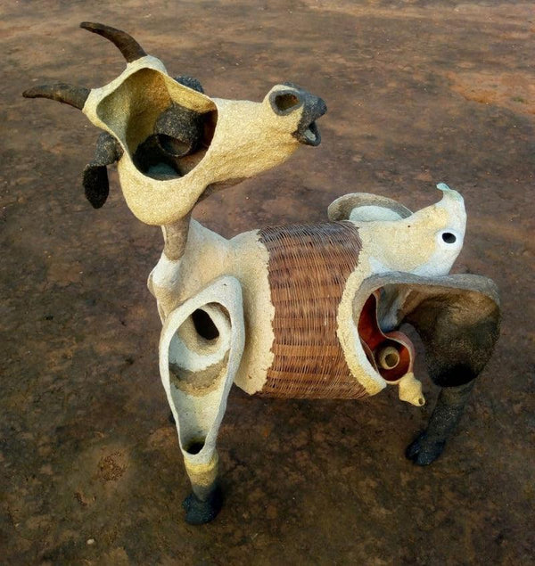 Animals sculpture titled 'Domestic Goat', 36x36x30 inches, by artist Vivek Das on Paper Mache