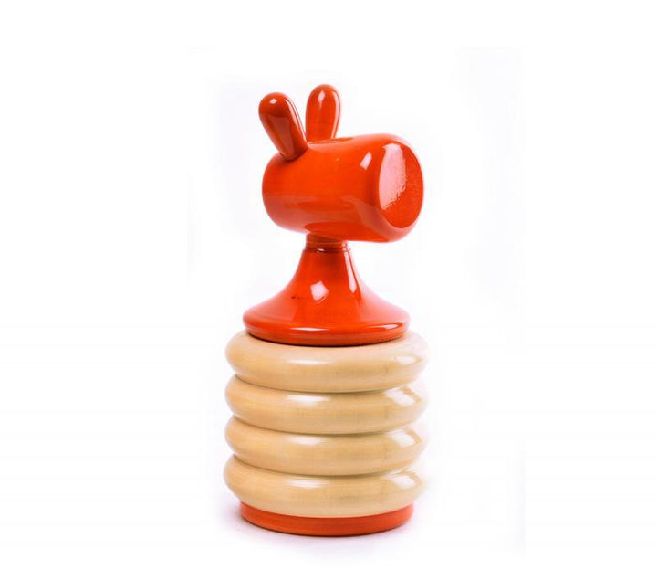 Toys craft titled 'Dooby Wooden Rattle', 4x2x2 inches, by artist Vijay Pathi on wood