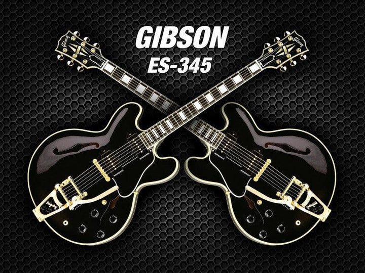 Music photography titled 'Double black gibson es 345', 11x15 inches, by artist Shavit Mason on