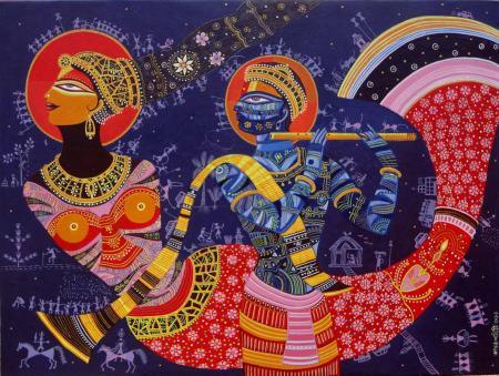 Figurative acrylic painting titled 'Dream girl 5', 30x40 inches, by artist Bhaskar Lahiri on Canvas