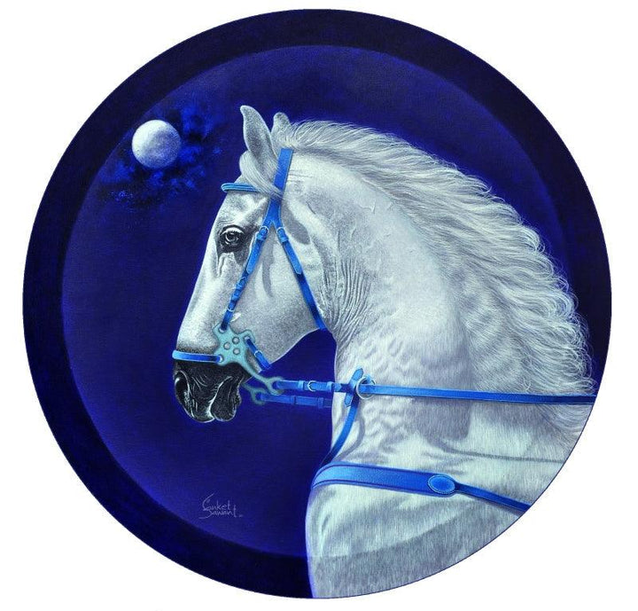 Animals acrylic painting titled 'Dream Horse 1', 30x30 inches, by artist Sanket Sawant on Canvas