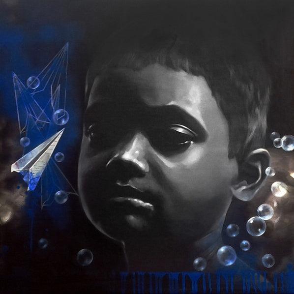 Figurative acrylic painting titled 'Dreamer', 30x30 inches, by artist Mithun Dutta on Canvas