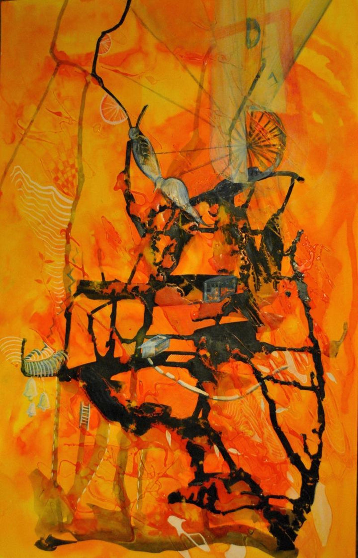 Abstract mixed media painting titled 'Dreams', 22x15 inches, by artist Shuchi Khanna on Paper