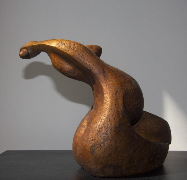 Figurative sculpture titled 'Dreams Within', 9x7x6 inches, by artist Rajendra Pradhan on Bronze