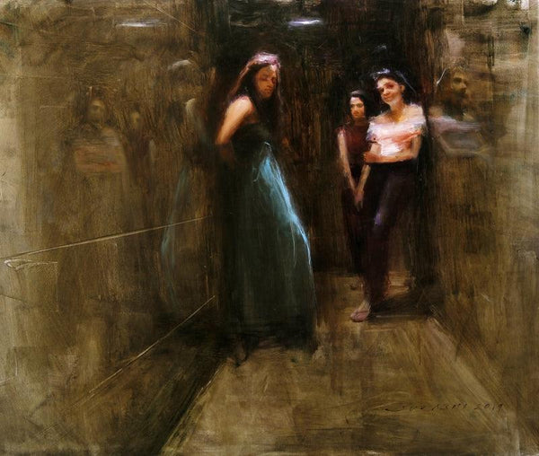 Figurative oil painting titled 'Dreamy Girls', 30x36 inches, by artist SURABHI GULWELKAR on Linen