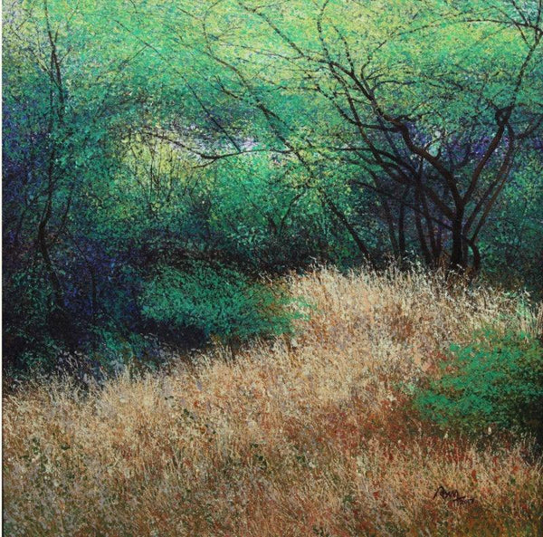 Nature acrylic painting titled 'Dry Grass', 24x24 inches, by artist VIMAL CHAND on Canvas