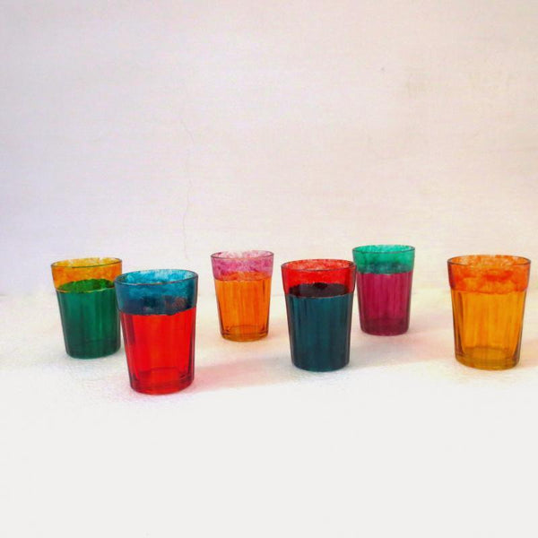 Lifestyle craft titled 'Dual Tone Cutting Chai Glasses', 3x2x2 inches, by artist Rithika Kumar on Glass