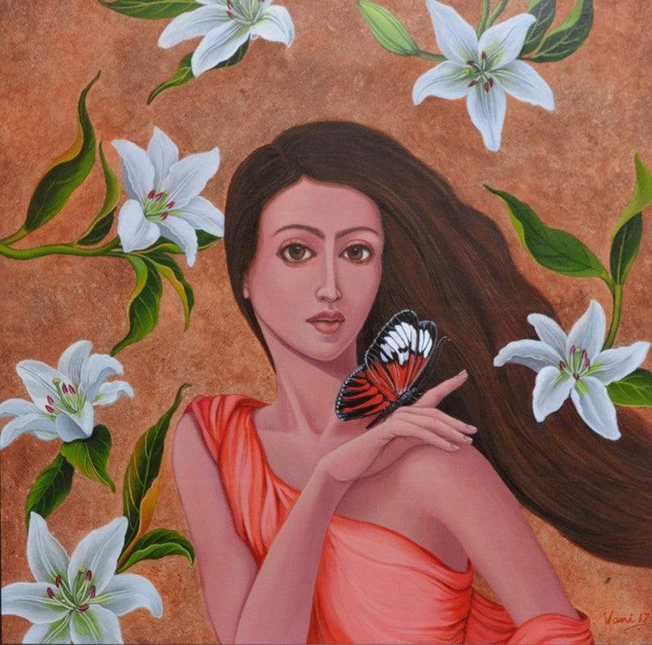 Figurative acrylic painting titled 'Dulcet Dream 3', 24x24 inches, by artist Vani Chawla on Canvas