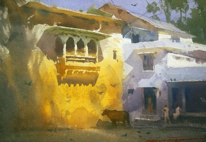 Landscape watercolor painting titled 'Dungarpur', 11x14 inches, by artist RAKESH SURYAWANSHI on Paper