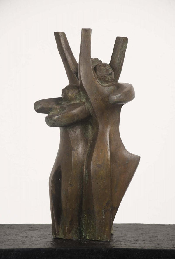 Figurative sculpture titled 'Ecstatic Mood', 15x7x6 inches, by artist Renu Khandelwal on Bronze